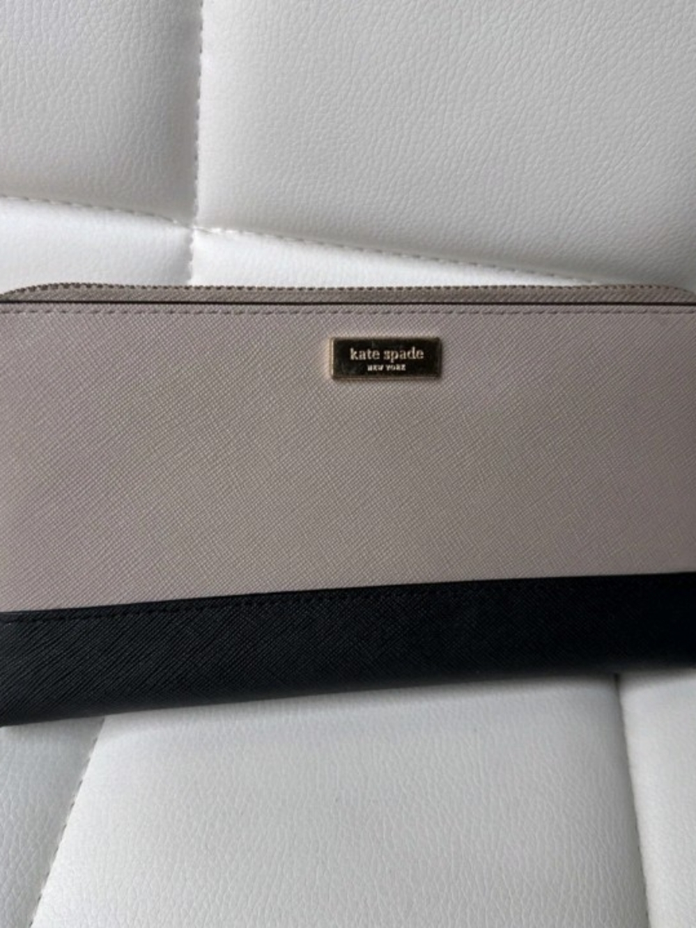 Kate Spade Two-Tone Taupe and Black Zip Wallet